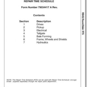 Challenger NA RB452 Round Baler Repair Time Schedule79034417A1