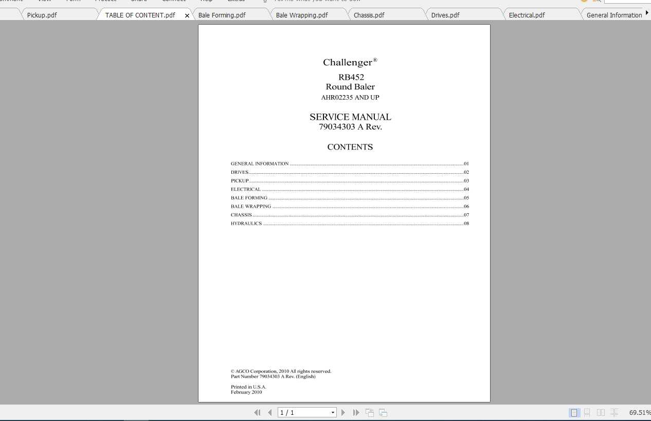 Challenger NA RB452 Round Baler Service Manual1