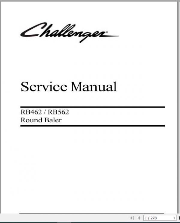 Challenger NA RB462 RB562 Round Baler Service Manual79033141B1