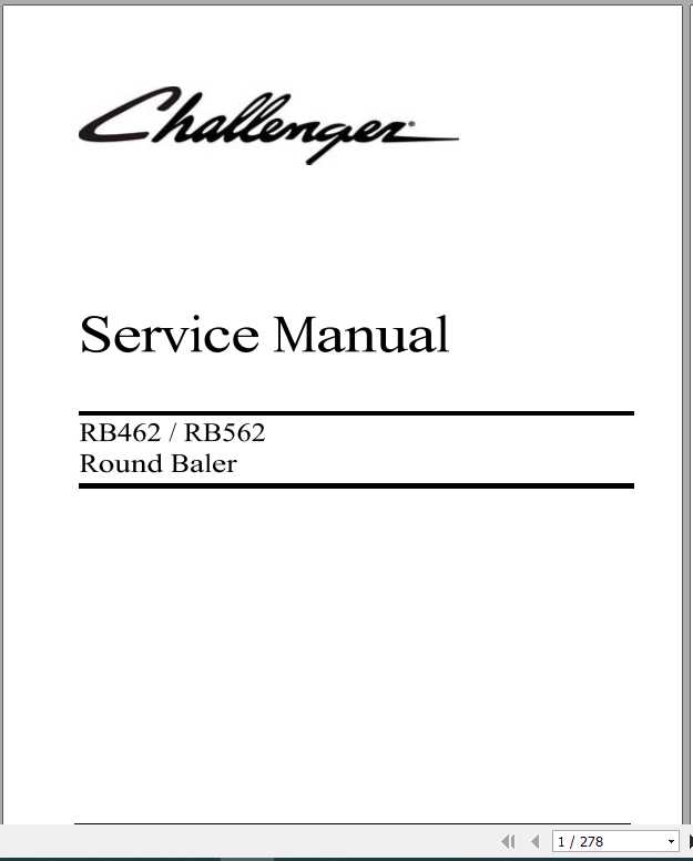 Challenger NA RB462 RB562 Round Baler Service Manual79033141B1
