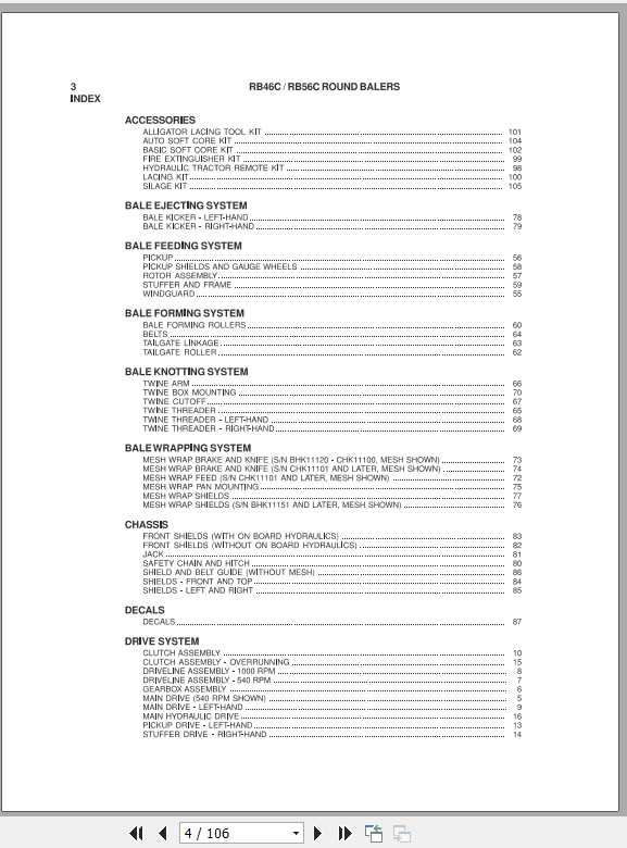 Challenger NA RB46C RB56C Round Baler Repair Time Schedule79034249D2