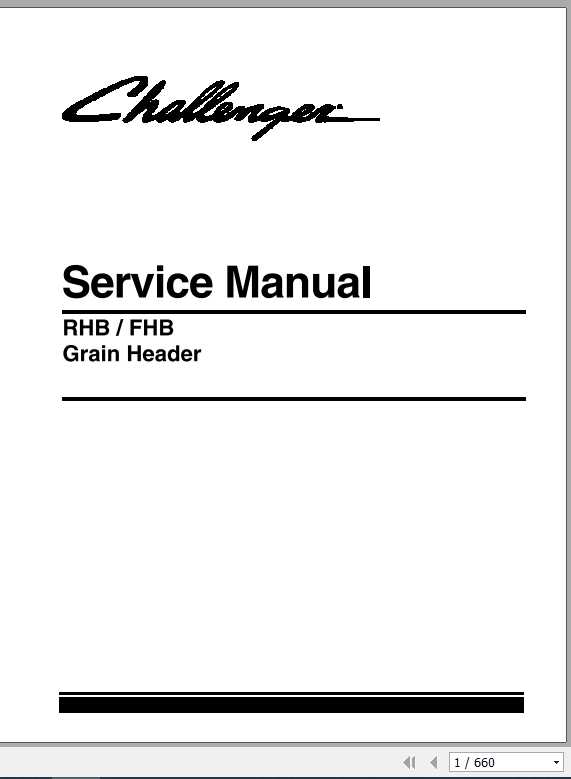 Challenger NA RHB FHB Grain Header Service Manual79032957A 1