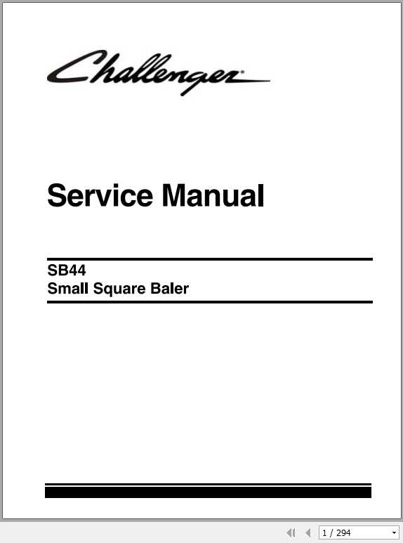 Challenger NA SB44 Small Square Baler Service Manual79035052A1