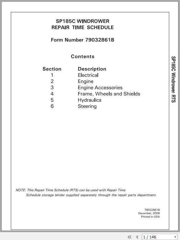 Challenger NA SP185C Windrower Repair Time Schedule79032861B 1