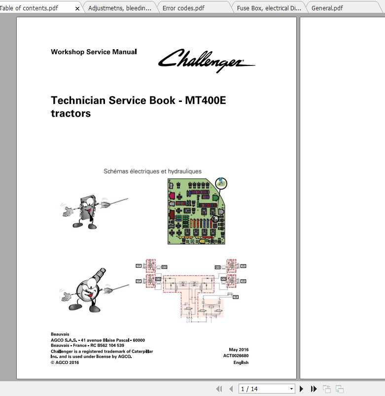 Challenger NA Tractor MT455E MT465E MT475E MT485E MT495E Technical Service Book 1