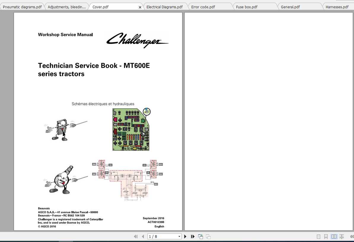 Challenger NA Tractor MT645E MT685E Technical Service Book 1
