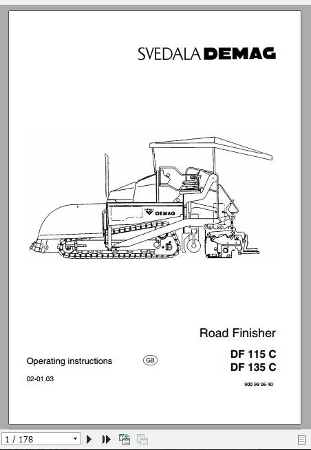 Demag Svedala Road Finisher DF115CDF135C Operating InstructionEN