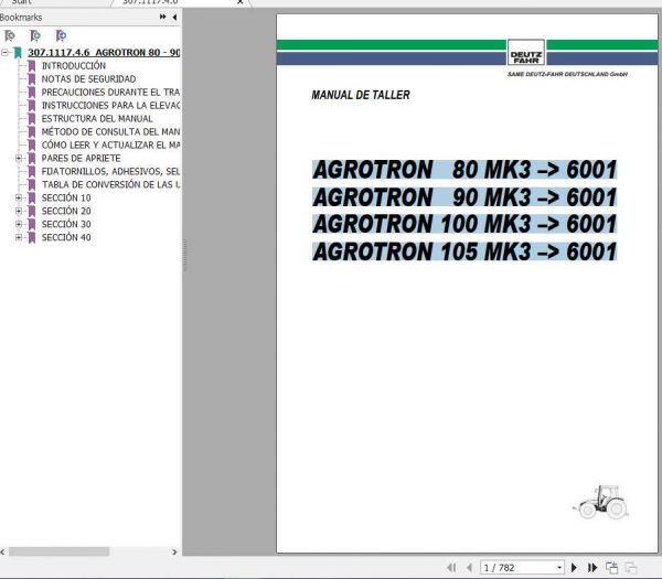 Deutz Fahr Agrotron 80 90 100 105 Service ManualES 1