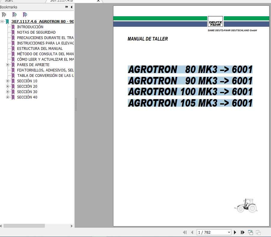 Deutz Fahr Agrotron 80 90 100 105 Service ManualES 1