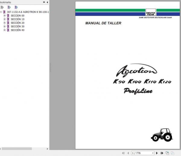 Deutz Fahr Agrotron K90 K100 K110 K120 Service ManualES 1