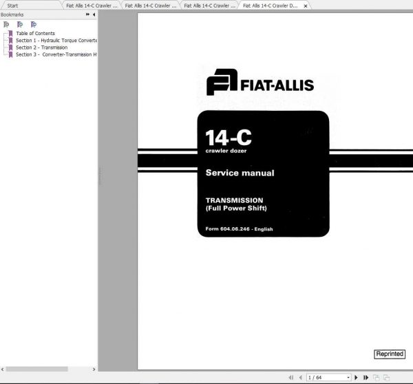 Fiat Allis 14 C Crawler Dozer Service Manuals 1