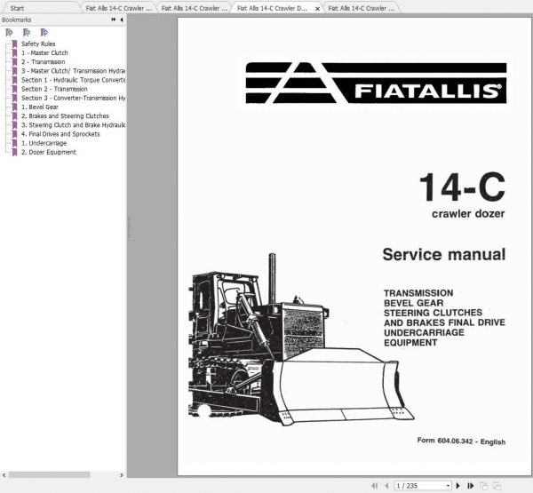 Fiat Allis 14 C Crawler Dozer Service Manuals 2