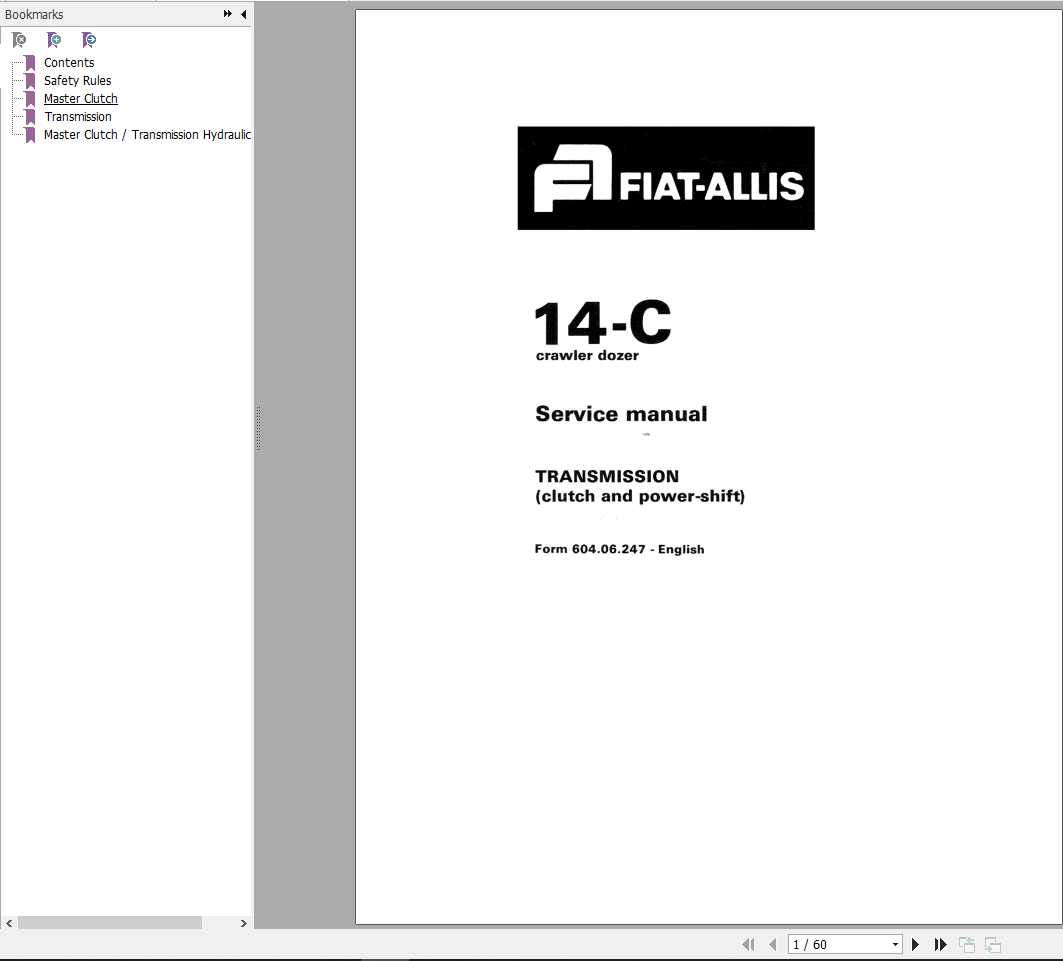 Fiat Allis 14C Crawler Dozer Transmission Service Manual60406247 1