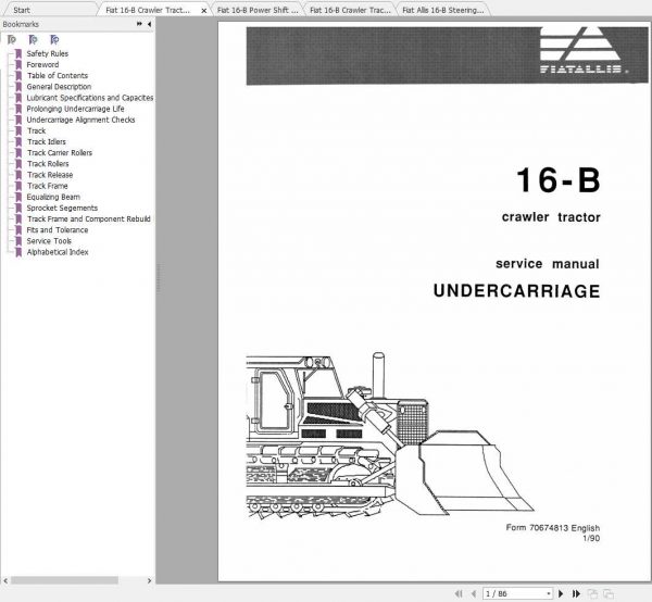 Fiat Allis 16B Crawler Tractor Dozer Service Manuals 1