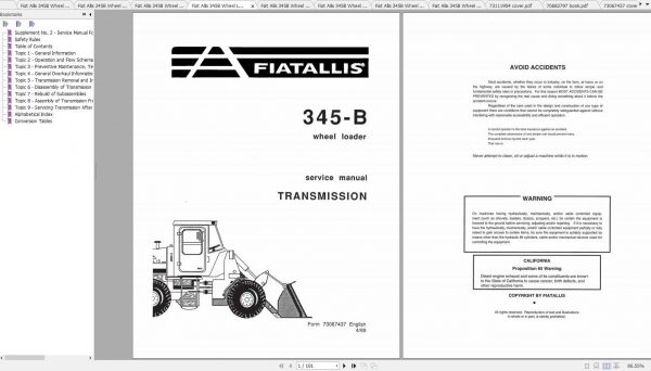 Fiat Allis 345B Wheel Loader Service Manuals 2