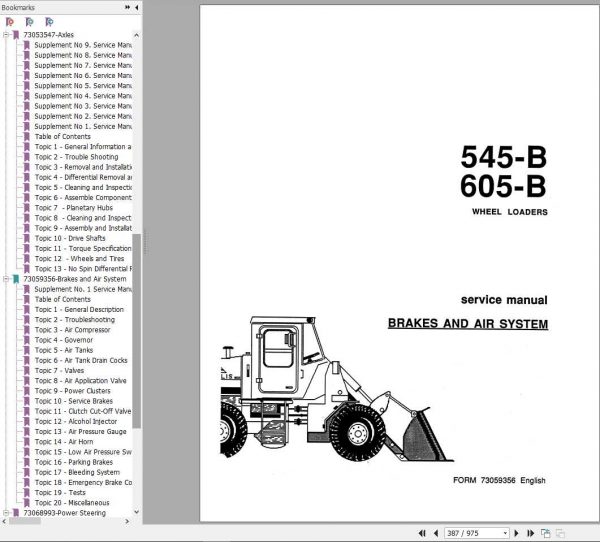 Fiat Allis 545B 605B Wheel Loader Manual73061032 3