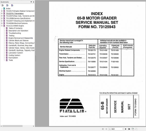 Fiat Allis 65B Motor Grader Service Manual73125943 1