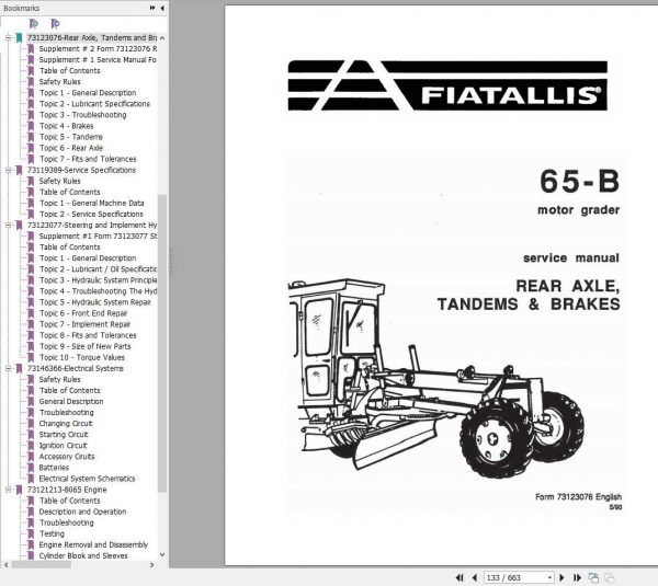 Fiat Allis 65B Motor Grader Service Manual73125943 3
