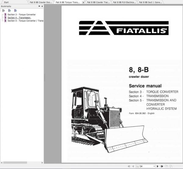 Fiat Allis 8 8B Dozer Service Manuals 1