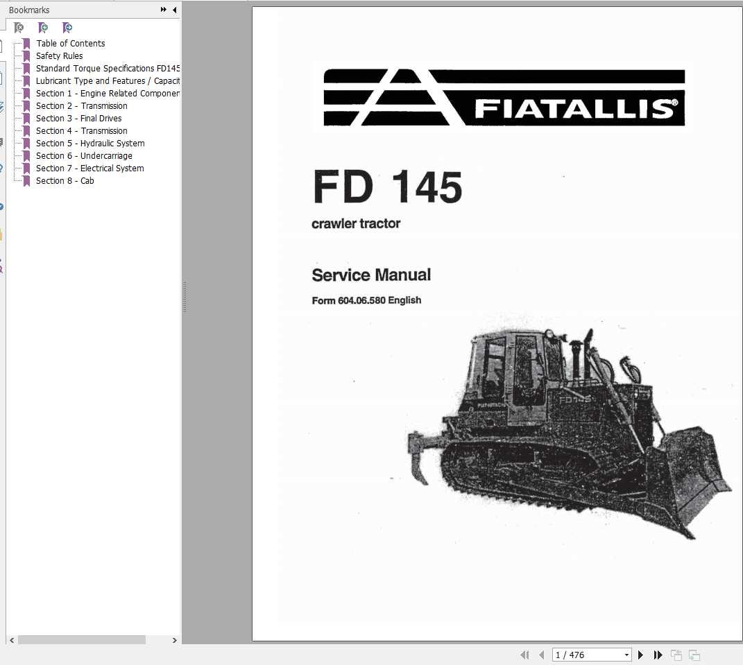 Fiat Allis FD145 Crawler Tractor Dozer Service Manual60406580 1