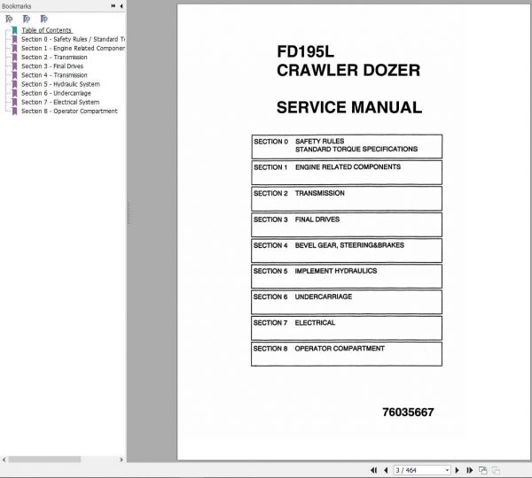 Fiat Allis FD195L Crawler Dozer Service Manual76035667 2