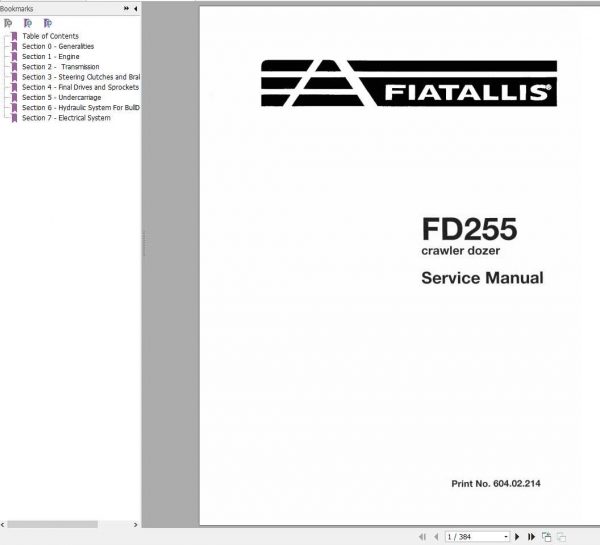 Fiat Allis FD255 Crawler Dozer Service Manual60402214 1