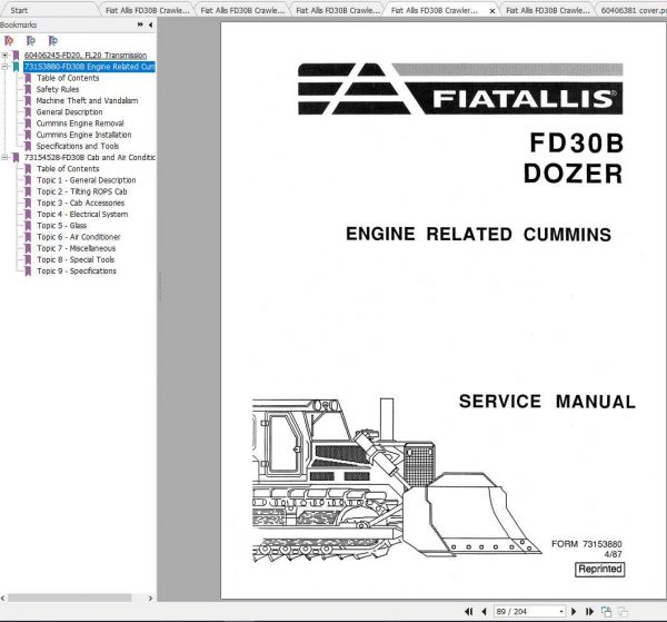 Fiat Allis FD30B Crawler Tractor Dozer Service Manuals 2