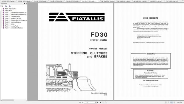Fiat Allis FD30 Crawler Tractor Dozer Service Manuals 3