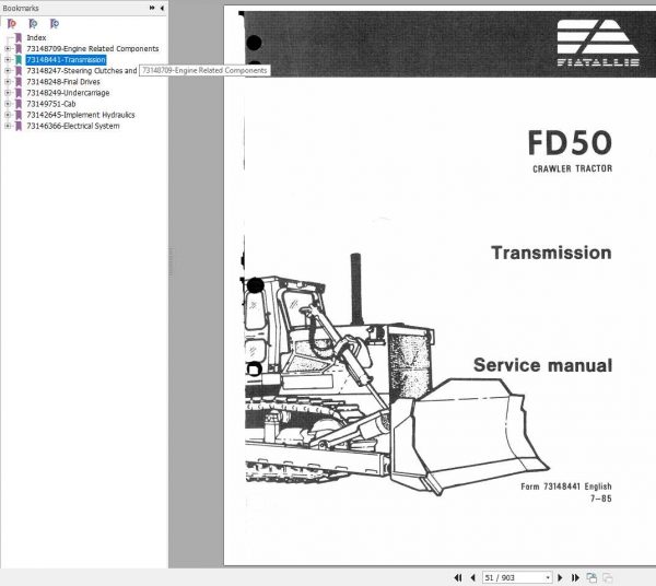 Fiat Allis FD50 Crawler Tractor Dozer Service Manual73158172 2