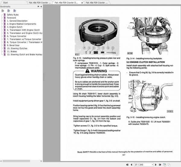 Fiat Allis FD9 Crawler Dozer Tractor Service Manuals 4