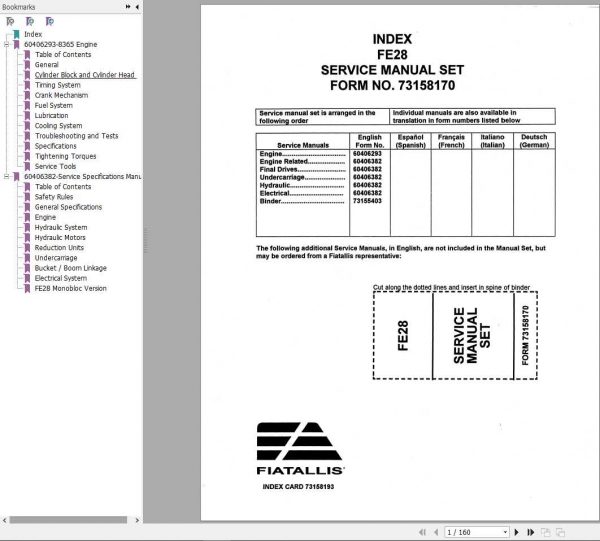 Fiat Allis FE28 Crawler Excavator Service Manual73158170 1