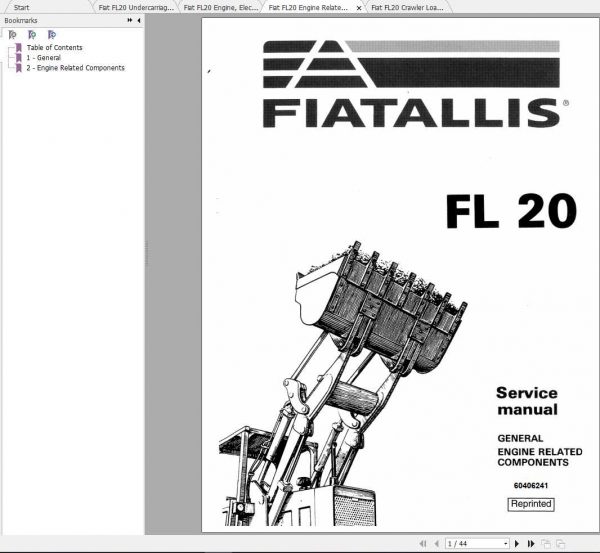 Fiat Allis FL20 Crawler Loader Service Manuals 1