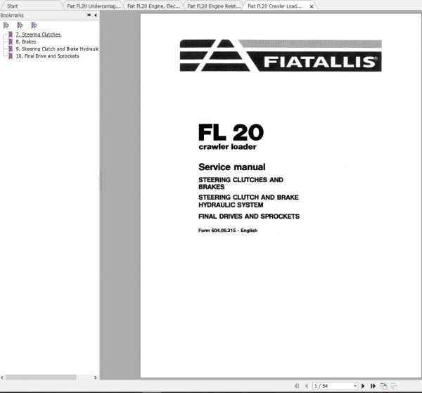 Fiat Allis FL20 Crawler Loader Service Manuals 2