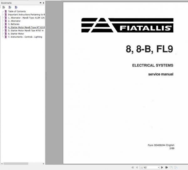 Fiat Allis FL9 Crawler Loader Service Manuals 4