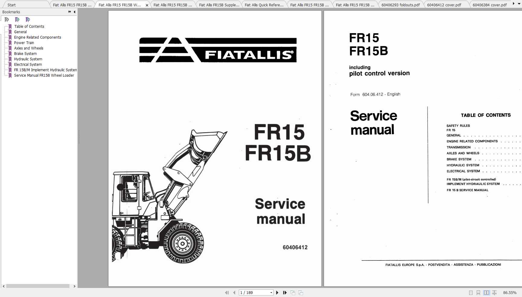 Fiat Allis FR15 FR15B Wheel Loaders Service Manuals 1