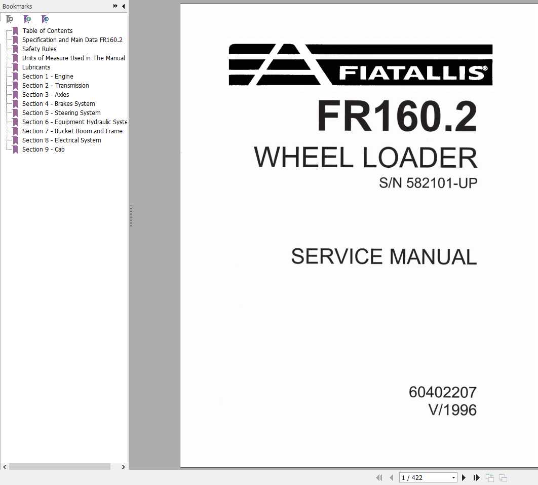 Fiat Allis FR1602 Wheel Loader Service Manual60402207 1