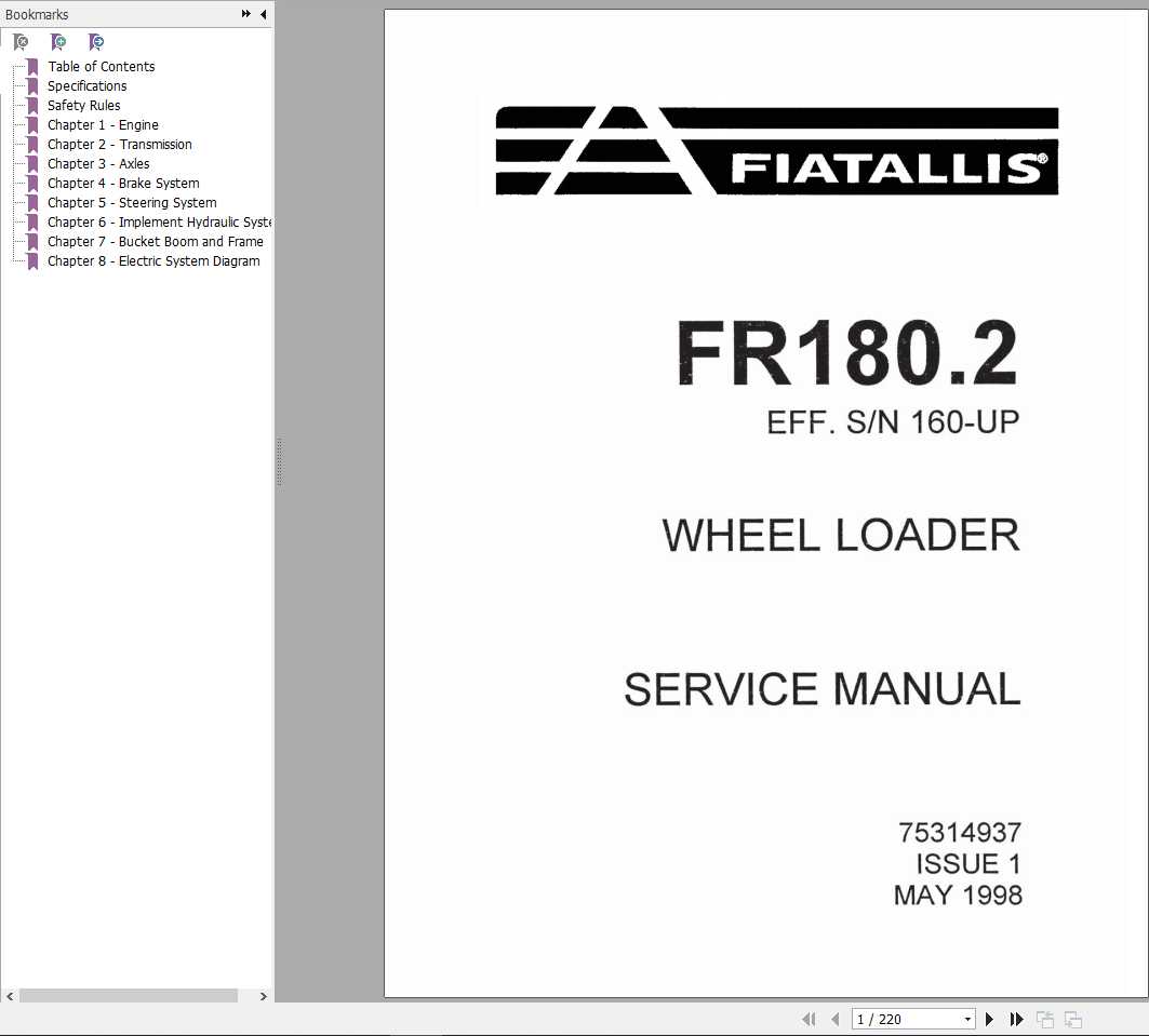 Fiat Allis FR1802 Wheel Loader Service Manual75314937 1