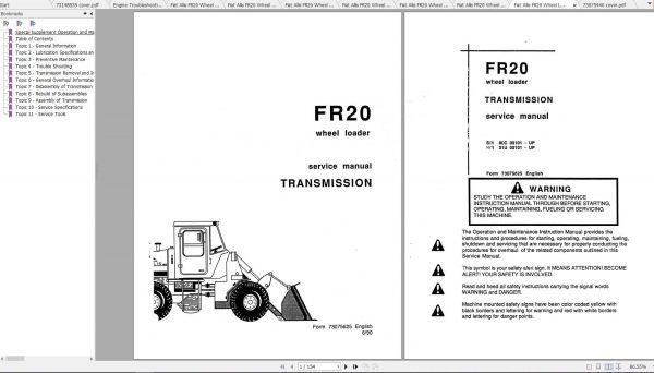 Fiat Allis FR20 Wheel Loader Service Manuals 3