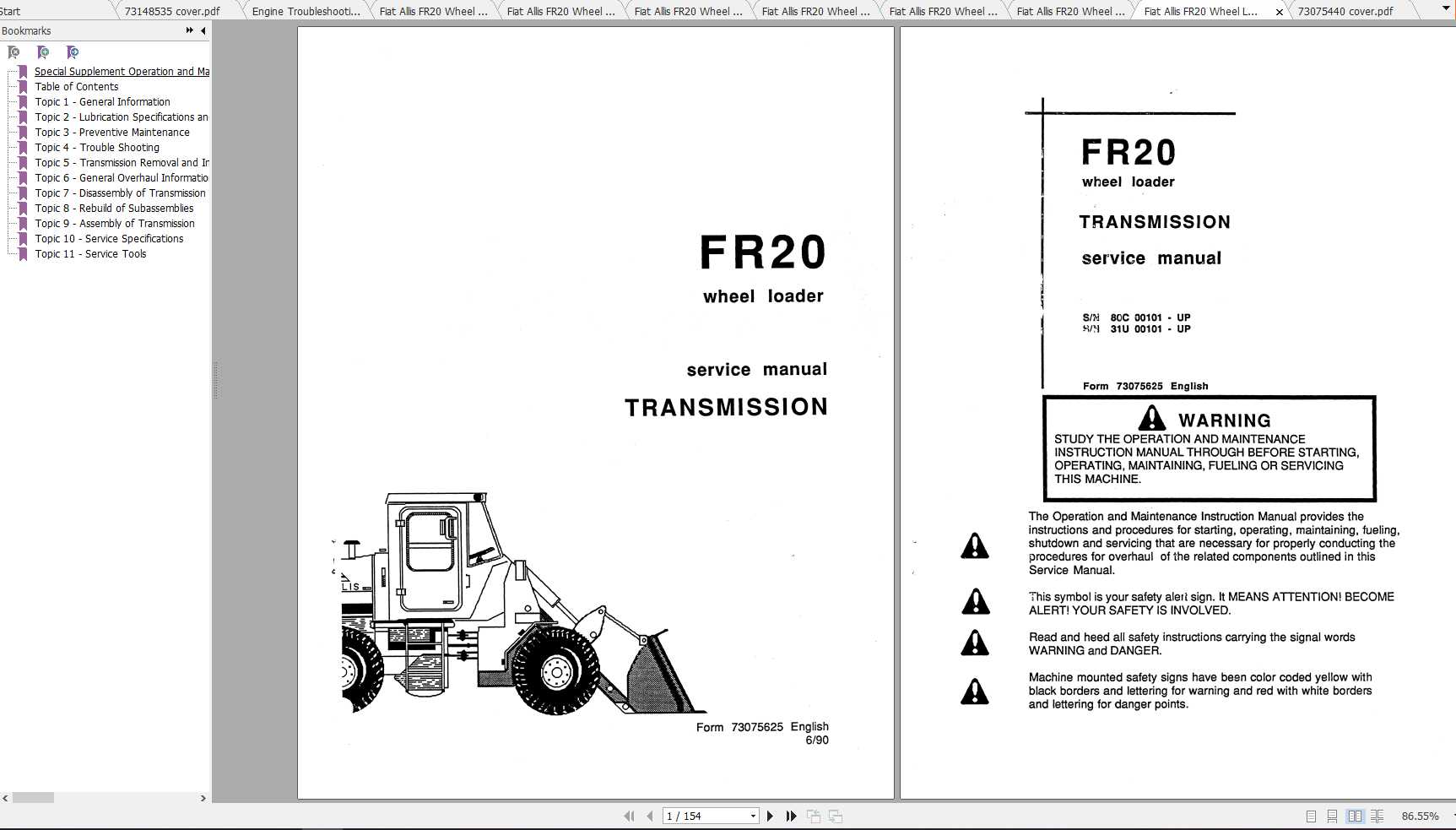 Fiat Allis FR20 Wheel Loader Service Manuals 3