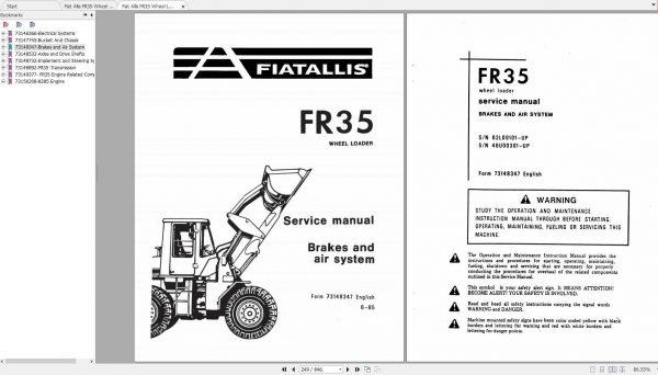 Fiat Allis FR35 Wheel Loader Service Manuals 1