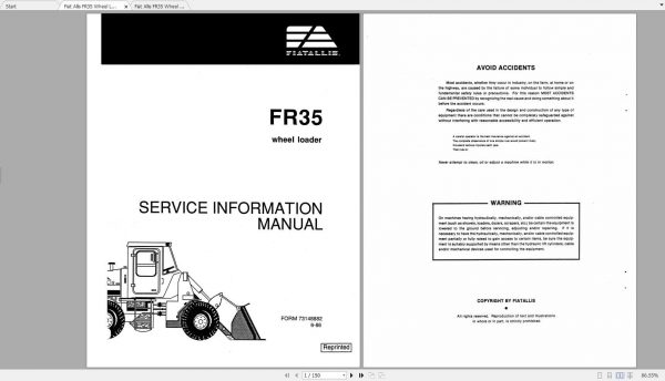 Fiat Allis FR35 Wheel Loader Service Manuals 2