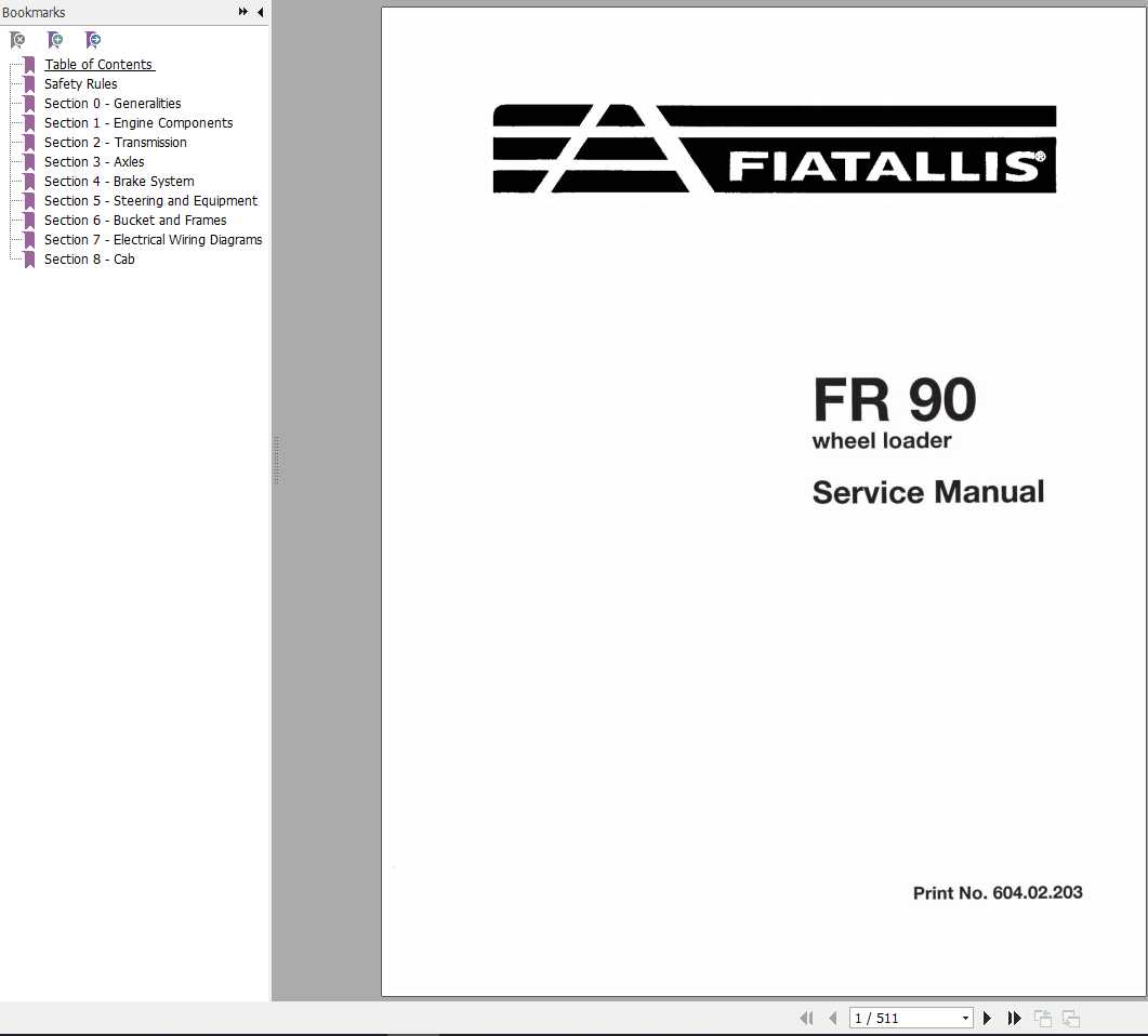Fiat Allis FR90 Wheel Loader Service Manual60402203 1