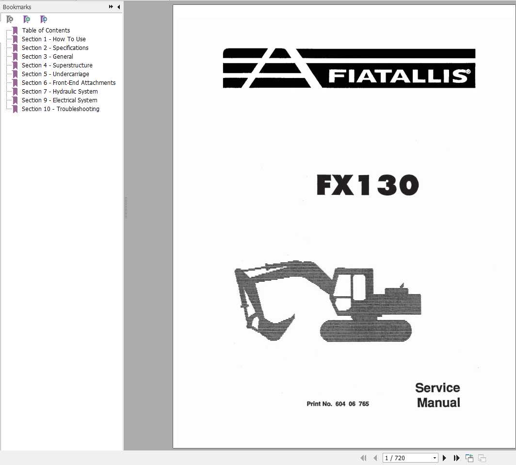 Fiat Allis FX130 Excavator Service Manual60406765 1