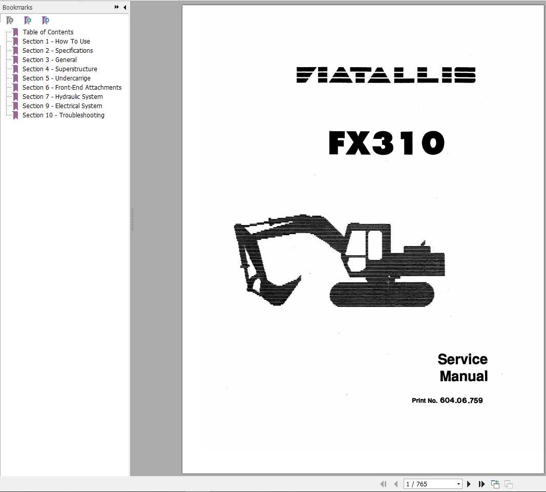 Fiat Allis FX310 Excavator Service Manual60406759 1