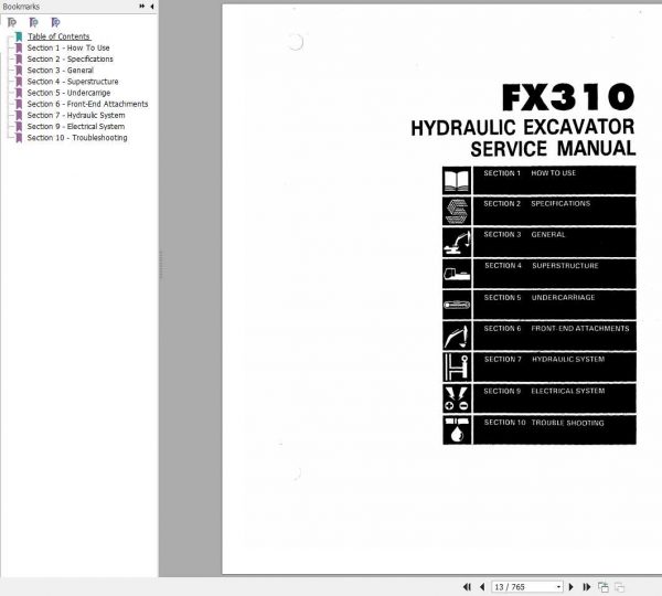 Fiat Allis FX310 Excavator Service Manual60406759 2