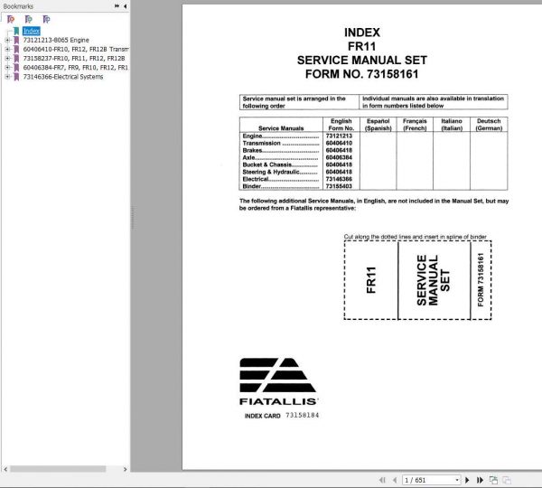 Fiat Allis Wheel Loader FR11 Service Manual73158161 1