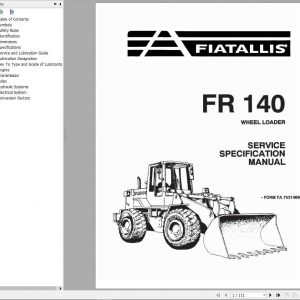 Fiat Allis Wheel Loader FR140 Service Specification Manual75314894 1