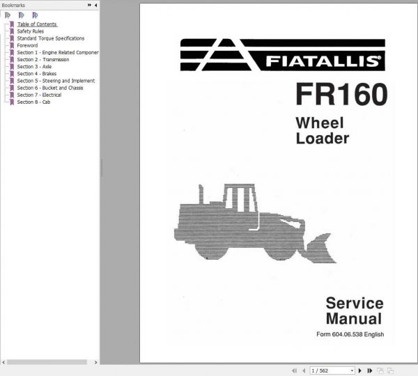 Fiat Allis Wheel Loader FR160 Service Manual 1
