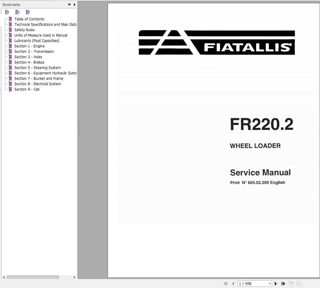 Fiat Allis Wheel Loader FR2202 Service Manual 1