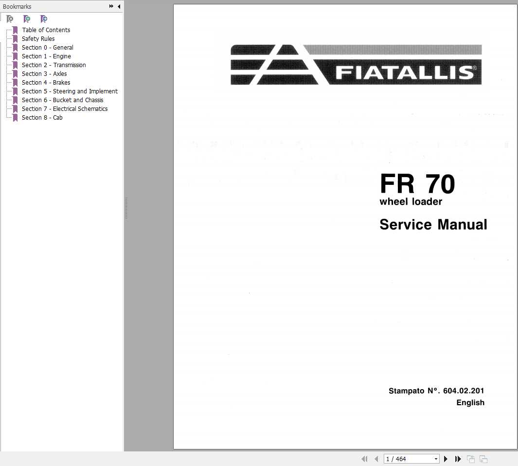 Fiat Allis Wheel Loader FR70 Service Manual 1